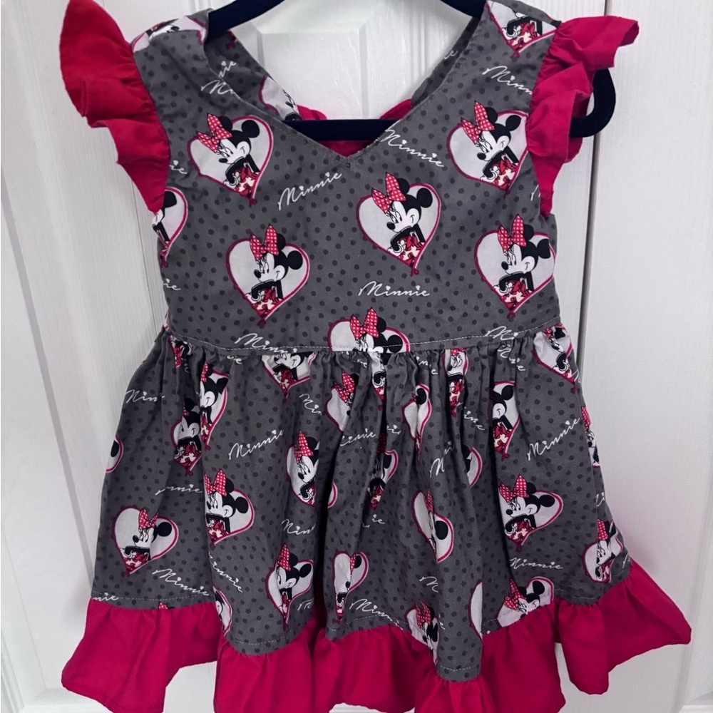 Minnie Mouse Grey & Red Ruffle Dress